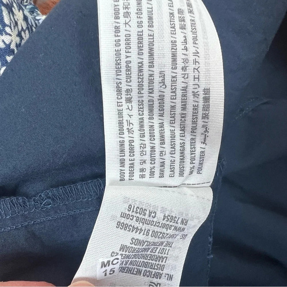 Abercrombie & Fitch Smocked Floral Mini Dress Tie Straps Size M Blue - Picture 7 of 7